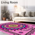thumbnail image 2 of ODIKA 5'x7' Machine Washable Non-Slip Area Rug, Blossom Interlocking Art Nouveau Inspired Motif High Traffic Rug with Pad, Pink, 611346, 2 of 8