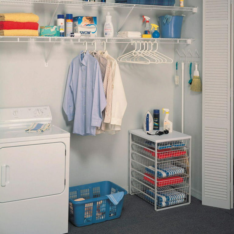 ClosetMaid ShelfTrack Wire Closet Organizer System, Adjustable from 5 to 8  Ft., With Shelves, Clothes Rods, Hardware, Durable Steel, White