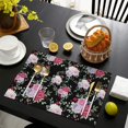 thumbnail image 3 of Pioneer Flower Floral Print Pattern Summer Placemats Table Placemats Set Of 6-Linen Kitchen Washable Placemats Table Mats 12x18 Inch Non-Slip Heat Resistant, 3 of 5