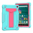 thumbnail image 3 of Dteck Shockproof Case For Kindle Fire HD 8 / HD8 Plus (10th Generation, 2020), Heavy Duty Rugged Hybrid Case High Impact Kickstand Protective Cover (no built-in screen protector), Mint + Rose, 3 of 5