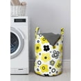 thumbnail image 3 of Floral Laundry Bag, Bicolour Spring Pattern with Abstract Flowers, Hamper Basket with Handles Drawstring Closure for Laundromats, 13" x 19", Yellow Indigo, by Ambesonne, 3 of 4