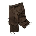 thumbnail image 3 of QQAMB Men Cargo Shorts Elastic Waist Cotton Solid Color Casual Outdoor Cargo Shorts with Multi-pocket Button Zipper Coffee S, 3 of 6