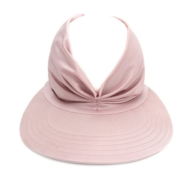 Chapeau pour Femmes Été Chapeau de Soleil Extérieur Chapeau pour Femmes Été Filles Plage Visière de Soleil Visière de Soleil Chapeau Femmes Casquette Dames Queue de Cheval Chapeau Ajustable, Rose