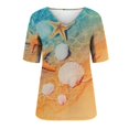 thumbnail image 4 of Fiudx Ofertas Flash Artículos En Oferta Moda Mujer Causal V-Cuello Impresión Blusa Manga Corta Camiseta Verano Tops, 4 of 5