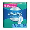 Always Ultra Thin Daytime Pads with Wings, Size 3, Extra Long Super, Unscented, 38 Ct