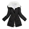 thumbnail image 4 of GEWSEY Women Winter Mid Length Thick Warm Jacket Faux Lamb Wool Lined Jacket Coat Winter Jackets For Women Lapel Fleece (Black, 3XL), 4 of 4