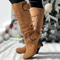 thumbnail image 4 of Mepaouo Women's Knee High Boots Block Heel Platform Winter Boots with Side Zipper(Brown,6.5), 4 of 7