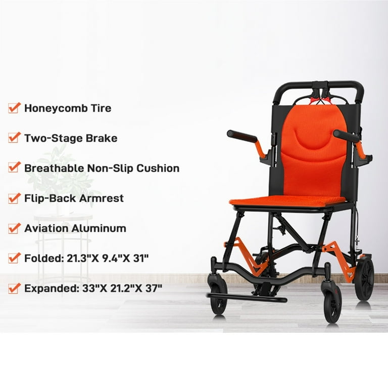 WhizMax Easy Foldable Traveling Transport Wheelchair