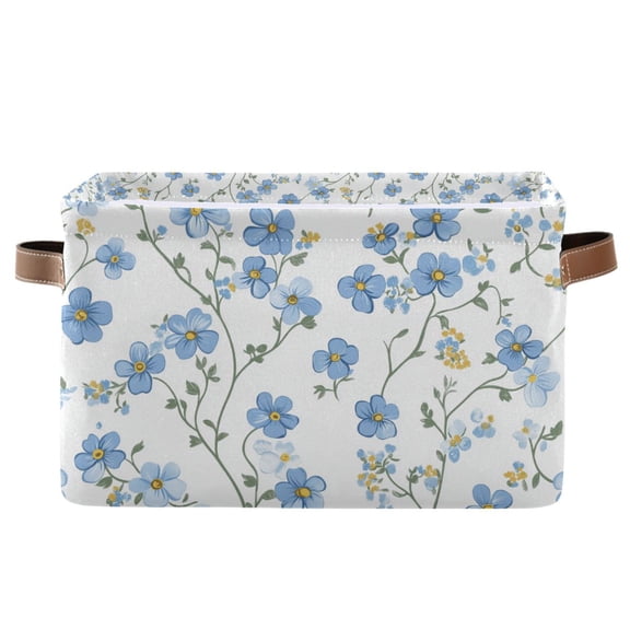 Yayeee Canvas Storage Basket with Handles for Shelves Fabric Bins Closet Organizer, Forget Me Not