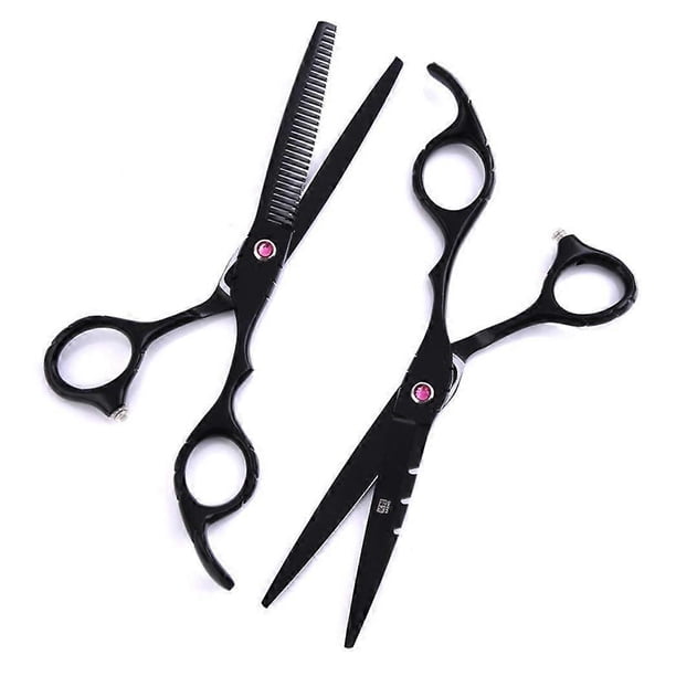 Juego de tijeras profesionales de peluquería y barbería de 6 pulgadas, acero inoxidable, color negro.