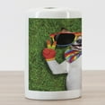 thumbnail image 3 of Pride Ceramic Toothbrush Holder, Funny Face Gay Dog Lying on Grass Peace Signs and Giant Sunglasses Humor Print, Decorative Versatile Countertop for Bathroom, 4.5" X 2.7", Multicolor, 3 of 4