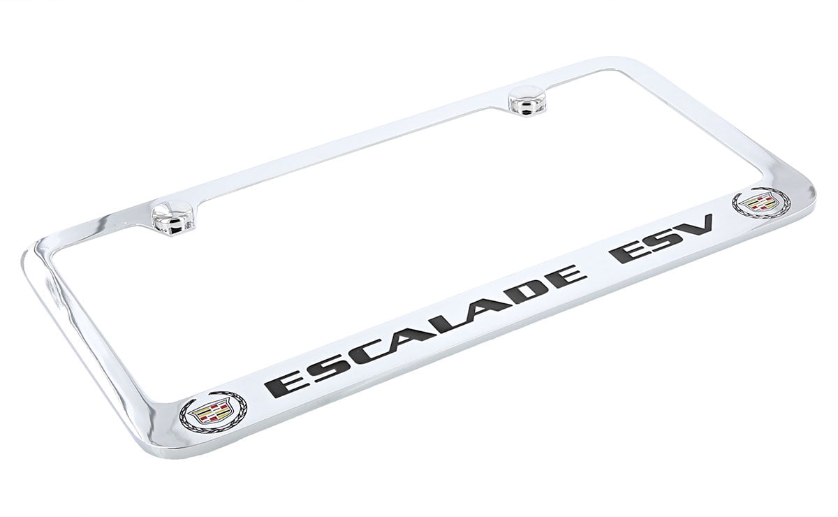 Cadillac Escalade ESV Chrome Plated Brass Metal License Plate Frame Holder
