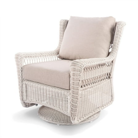 Krikacy Outdoor Rattan Swivel Rocking Chair,HDPE All-Weather Hand-Woven Wicker Chair for Patio,Beige