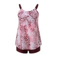 thumbnail image 4 of CAICJ98 Womens Swimsuits Woman V Neck Multicolor Printed Tankini Swimsuit with Halter Top Two Pieces Swim Suit Medium Rised Brief Bathing Suits Pink,M, 4 of 5