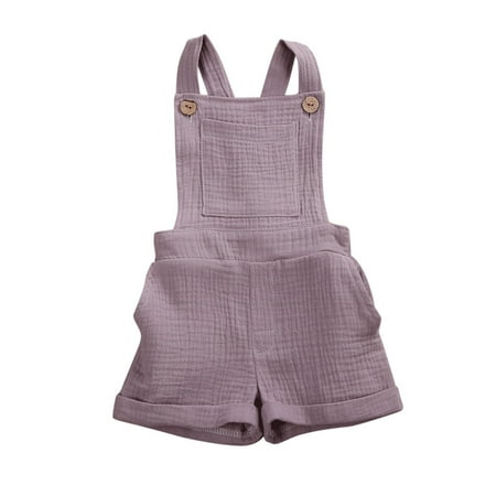 

IZhansean Toddler Baby Boy Girl Solid Color Sleeveless Romper Jumpsuit Bib Overall Suspender Pants Summer Clothes Purple 6-12 Months