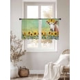 thumbnail image 3 of Cow Sunflower Sheer Curtains 2 Panels Set Country Style Green Farmhouse Sheer Window Curtains Light Filtering Rod Pocket Voile Drapes for Bedroom Living Room 52"x45", 3 of 8