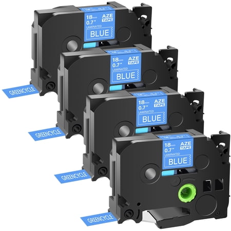 GREENCYCLE 4PK Compatible for Brother P-touch White on Blue 18mm 8m TZ TZE TZe-545 TZ-545 TZe545 TZ545 Laminated Label Tape