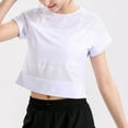 thumbnail image 2 of Women Mesh Splicing Sports T-shirt Cropped Short Sleeve Breathable Running, 2 of 8