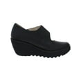 thumbnail image 2 of FLY London Womens Yas Leather Wedge Wedge Heels Black 41, 2 of 3