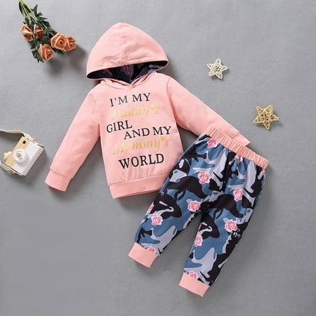 

Simplmasygenix Baby Tops Set Summer Outfits Newborn Infant Baby Girls Print Hoodie Tops+Floral Print Pants Set Outfits