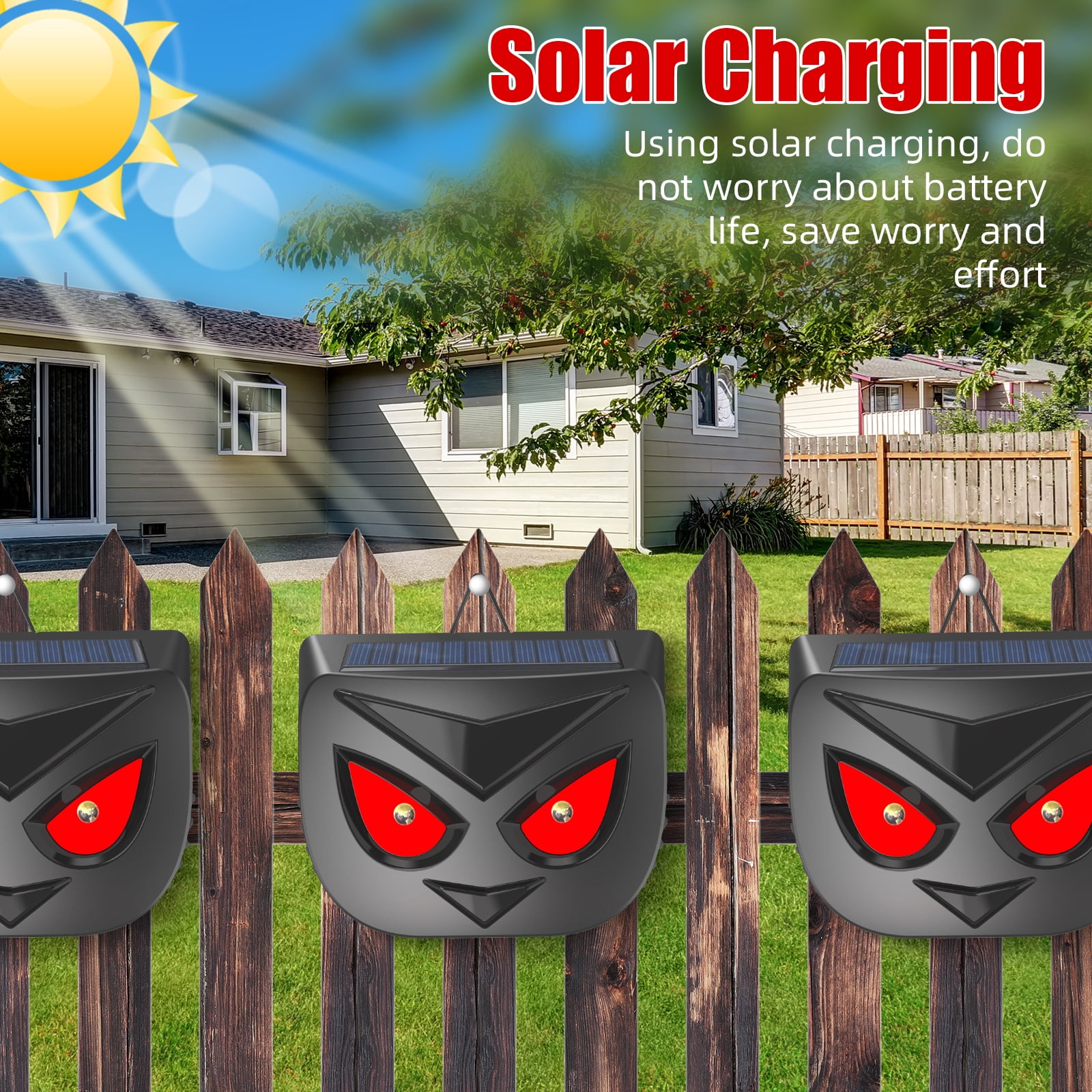 JahyElec Solar Animal Repeller, 4-pack with LED Lights for Outdoor Nighttime Protection Suitable for Repelling Coyotes Deer Cats from Yards