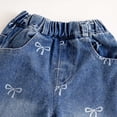 thumbnail image 5 of EnJoCho Toddler Girls Wide Leg Jeans Elastic Waist Bow Knot Printing Baggy Denim Pants 𝖸2𝖪 Cute Casual Straight Trousers Stretch Comfort Playtime 1-6 Years, 5 of 9