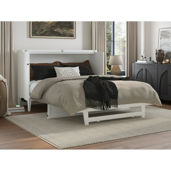 Solid Wood Murphy Bed Chest with Mattress & Charger - Twin, Full Sizes - Space Saving Furniture