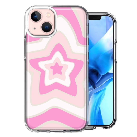 MUNDAZE For Apple iPhone 13 Pink Bubble Gum Endless Stars Design Double Layer Phone Case Cover