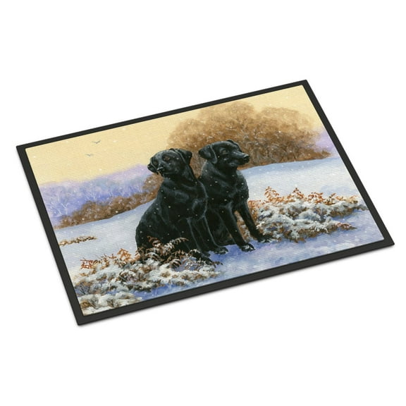 Black Labradors in the Snow Doormat 24x36
