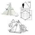 thumbnail image 4 of UNISTRENGH 4 Season Waterproof Oxford Teepee Tent with Stove Jack White Pyramid Tent with Half Mesh, 4 of 7