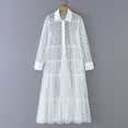 thumbnail image 1 of ITFABS Robe Transparente pour Femmes Manches Longues Imprimé à Pois Col en Maille, 1 of 6