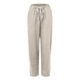 thumbnail image 5 of Women's Tall Fit Linen Blend Pants with Adjustable Drawstring Waist and Side Pockets, Lightweight Breathable Fabric for All Day Comfort Khaki S, 5 of 8