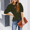 thumbnail image 2 of Raeneomay Half Sleeve Tunic Top Women's 2024 Summer Loose Slim Short Sleeve Solid Color Round Neck Cotton and Linen Top, 2 of 6