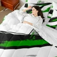 thumbnail image 4 of Erosebridal Green Geometric Stripes Bedding Twin Size,Oil Painting Style Comforter Sets with Sheets,Modern Desgin Bedding Sets Twin Size,Breathable Room Decor Reversible,7pcs, 4 of 7
