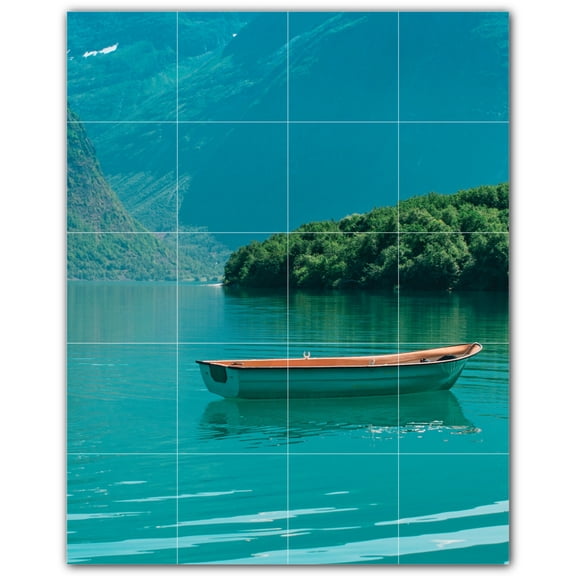 Picture-Tiles.com: Boat Ceramic Tile Wall Mural WAL500241-45M. 24"W x 30"H using (20) 6" x 6" Ceramic Tiles-Satin Finish