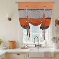thumbnail image 2 of Tie Up Curtains for Windows Orange Wood Grain Valance Adjustable Balloon Curtain Rustic Brown Wooden Stripe Tie Up Shades for Kitchen Living Room Bedroom Privacy Curtain Drape 34x45 Inch, 2 of 9