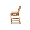 thumbnail image 4 of Baxton Studio Rose Modern Bohemian White Fabric Upholstered and Natural Brown Rattan Counter Stool, 4 of 7