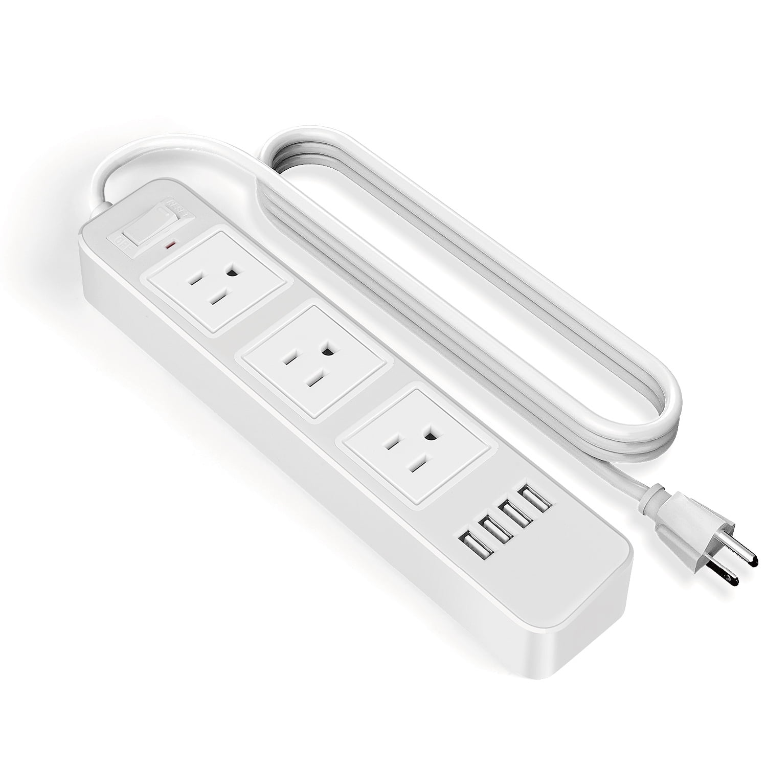 Power Strip with USB Surge Protector 3 AC Outlet 4 USB Port Charger