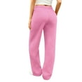 thumbnail image 5 of Women's Thermal Wide Leg Sweatpants Fleece Lined Winter Loungewear Baggy Tall High Waisted Straight Fit Pants Pink S, 5 of 7