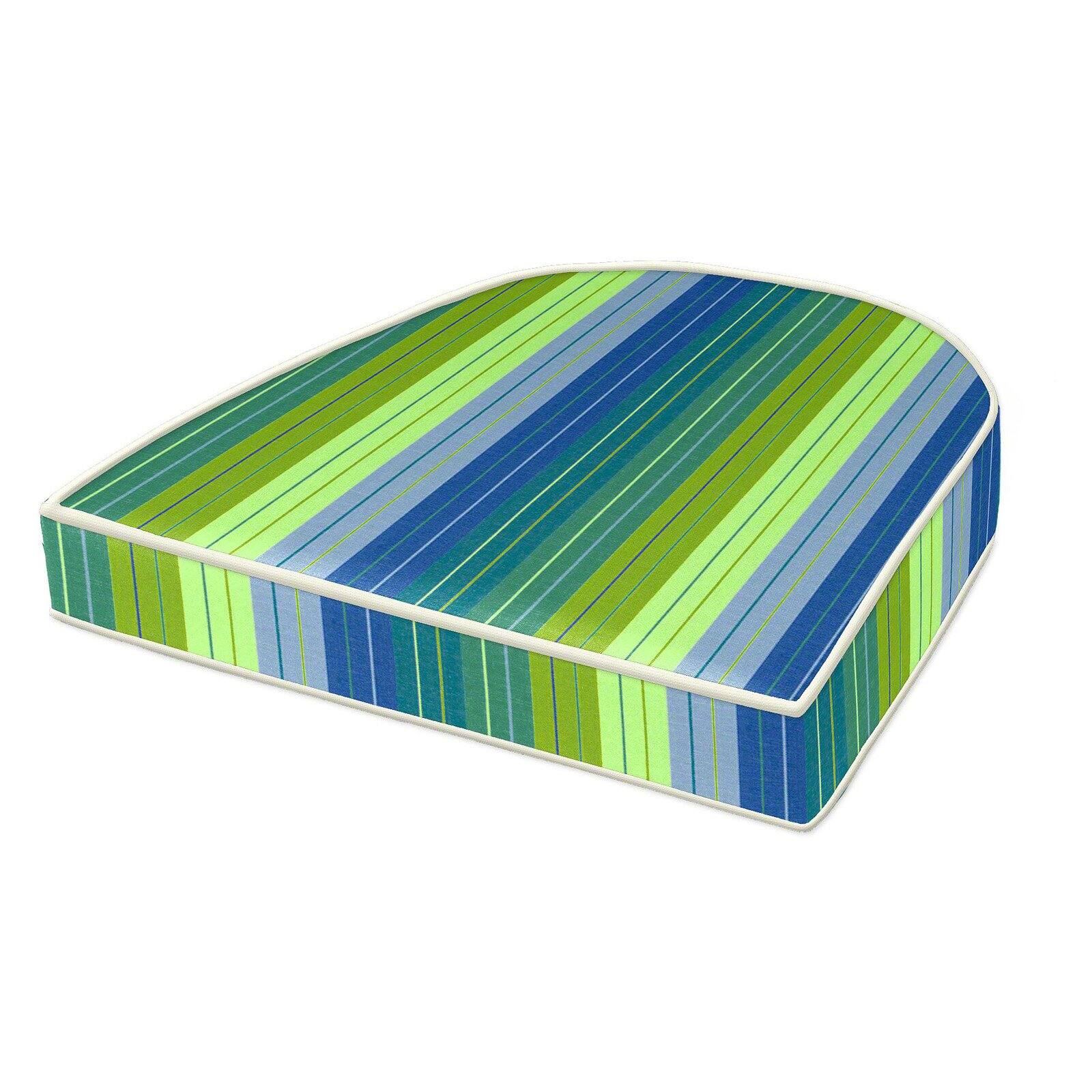 Cushion Source 18 x 16 in. Striped Rounded Back Sunbrella Chair Cushion