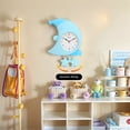 thumbnail image 2 of Unique Bargains 1pc Cute Moon Cartoon Star Decor Silent Wall Clock 18" x 12" x 2.4" Blue, 2 of 5