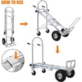 thumbnail image 3 of 3-in-1 Aluminum Folding Hand Truck Dolly, Foldable Dolly Cart with 4 Wheels & Elastic Rope, 770lbs Load Convertible Hand Truck Cart Heavy Duty for Groceries, Furniture & Appliances, 3 of 6