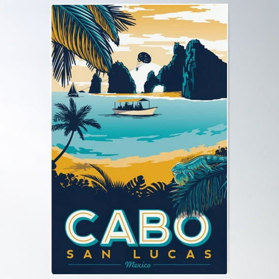 Cabo San Lucas Vintage Travel Poster Wall Art, Modern Wall Decor For Living Room Bedroom, 8x12 UNFRAMED