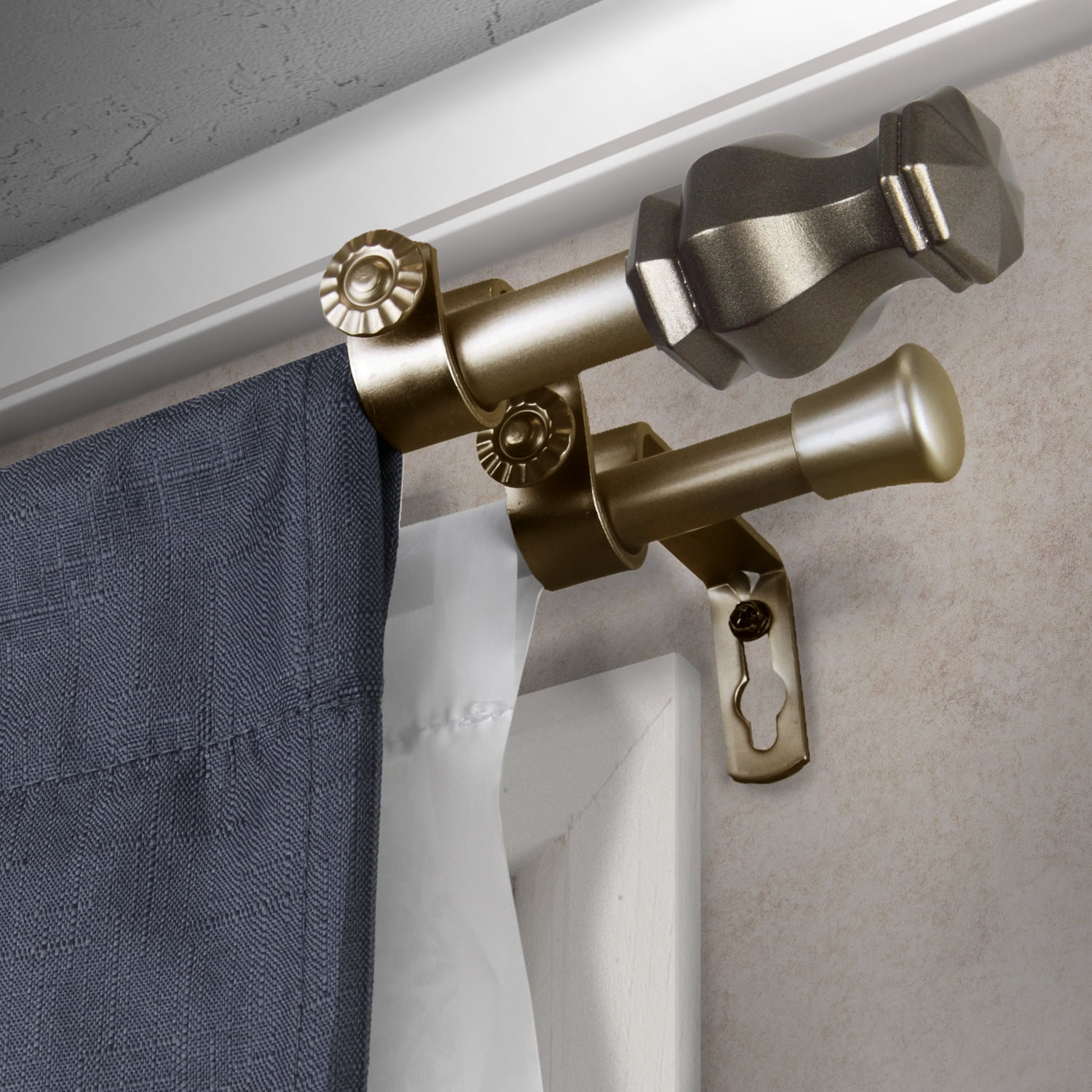 Central Design Products Steel 0.62" Modern Double Curtain Rod, Gold
