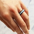 thumbnail image 4 of Blue White Black Stripe Silicone Ring for Men and Women 5mm Bandwidth, 4 of 5