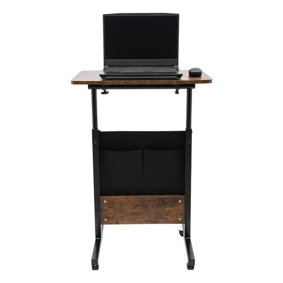 Miumaeov Rolling Laptop Desk Adjustable Height Standing Desk Computer Table Stand up Desk W/ Storage Bag For Home Office