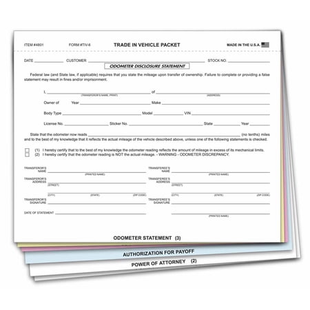 Trade In Vehicle Packet Combination Form (Form # TIV-6) (100 per pack)
