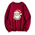 thumbnail image 4 of Christmas Santa Sweatshirt for Women Holiday Graphic Long Sleeve Crewneck Pullover Wine L, 4 of 4