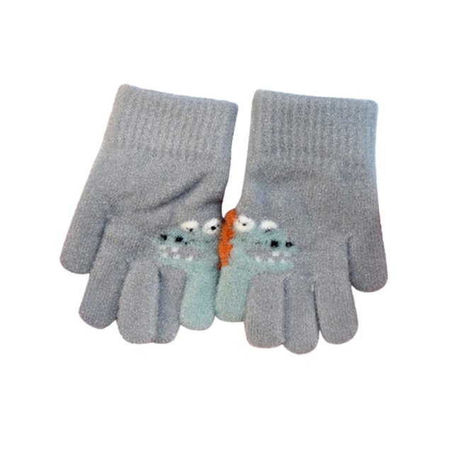 Gants d'Hiver pour Enfants Demi-Doigt Flip Cover Imprimé Dinosaure Mignon