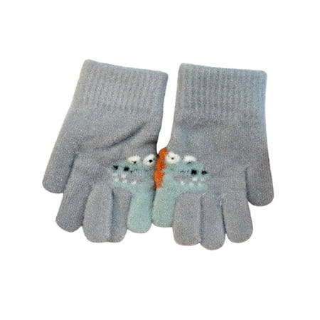 

QYZEU Washable Rubber Gloves Reusable Gloves Medium Gloves Winter Half Cover Flip Knit Cute Finger Children S Print